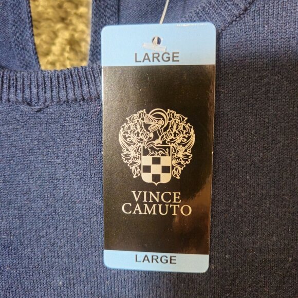 Vince Camuto Womens Classic Navy Puff Sleeve Sweater With Keyhole Back Size L Co - Picture 7 of 12